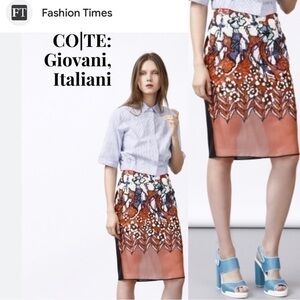 Women Sequins Pencil Skirt | Size 2 | Orange Black